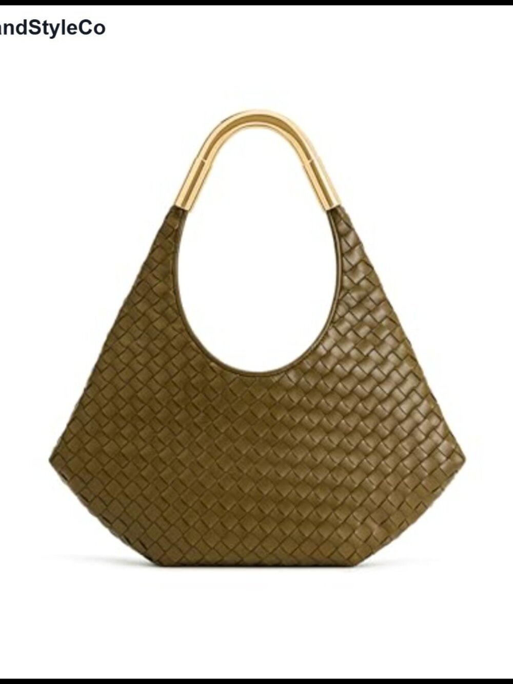 Olivia Hand-Woven Vegan Leather Hobo Bag with Metal Handle